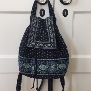 Vera Bradley Vintage Drawstring Flap Snap Backpack